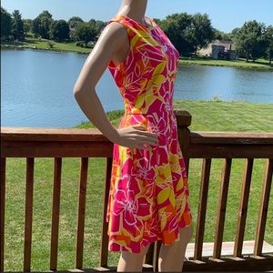 Floral Woven Tweed Pleated Dress by Taylor